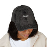 Brave Embroidered Vintage Dad Hat — Washed Black