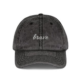 Brave Embroidered Vintage Dad Hat — Washed Black