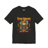 Graphic Tee — 'Brave Kimonos' Flaming Skull Design, Fight the Noise Band Shirt