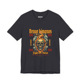 Graphic Tee — 'Brave Kimonos' Flaming Skull Design, Fight the Noise Band Shirt