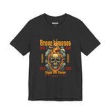 Graphic Tee — 'Brave Kimonos' Flaming Skull Design, Fight the Noise Band Shirt